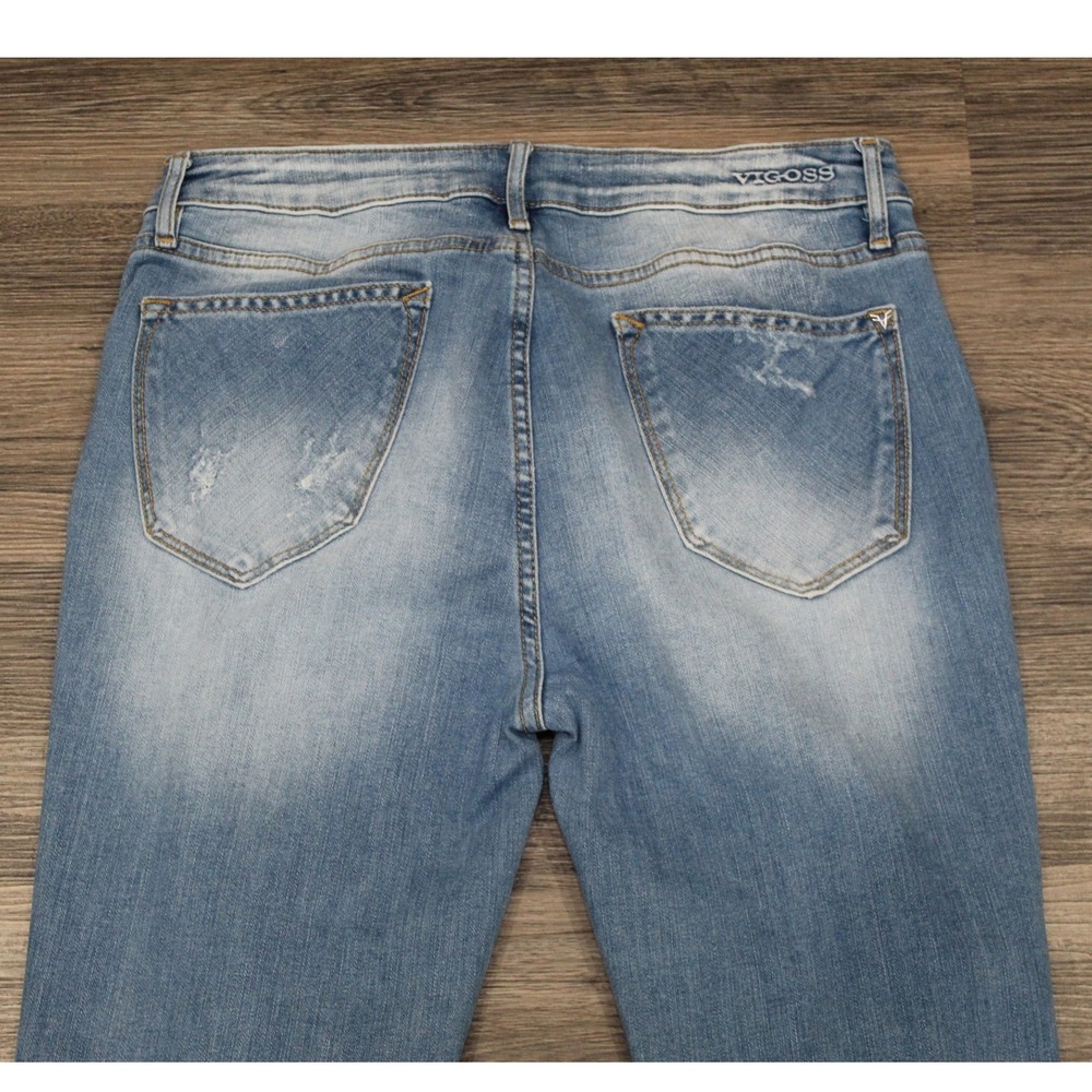 Vigoss Thompson Tomboy Jeans Size 30 Distressed Frayed Hem Light Wash Denim‎ - Picture 9 of 11